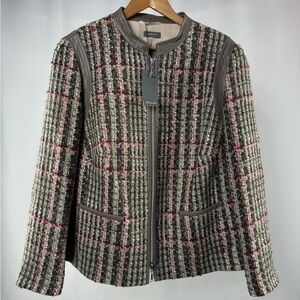 NWT Basler Wool Silk Tweed Jacket in Grey Multi Size 18 or 48